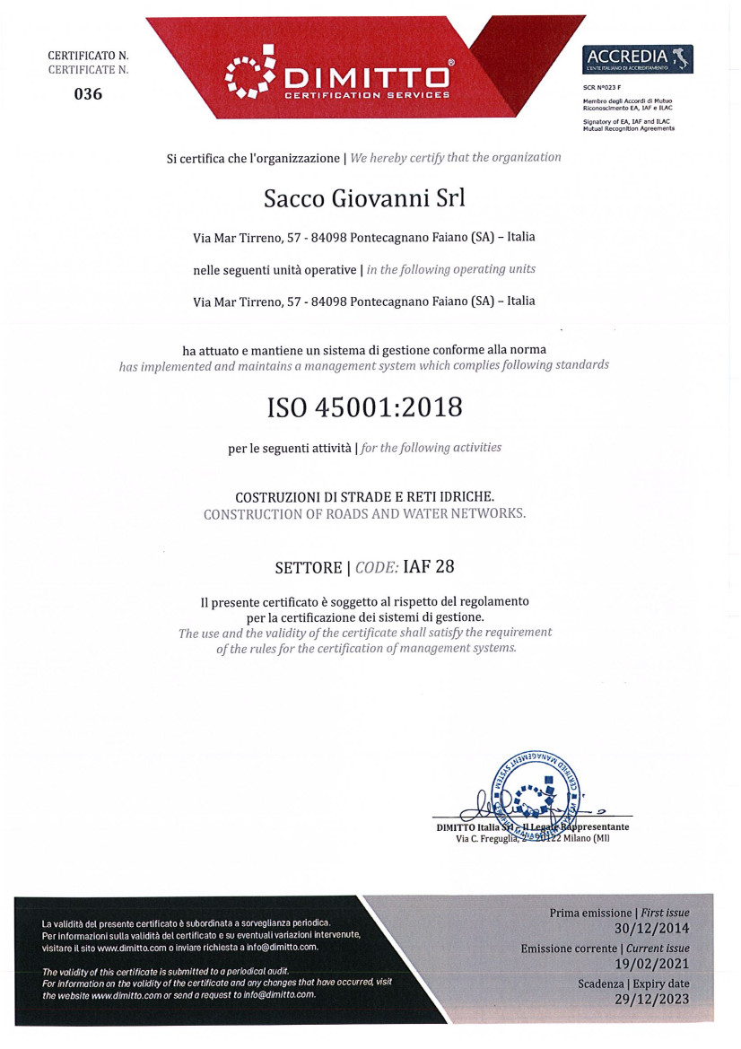 Cert. ISO 45001 2018